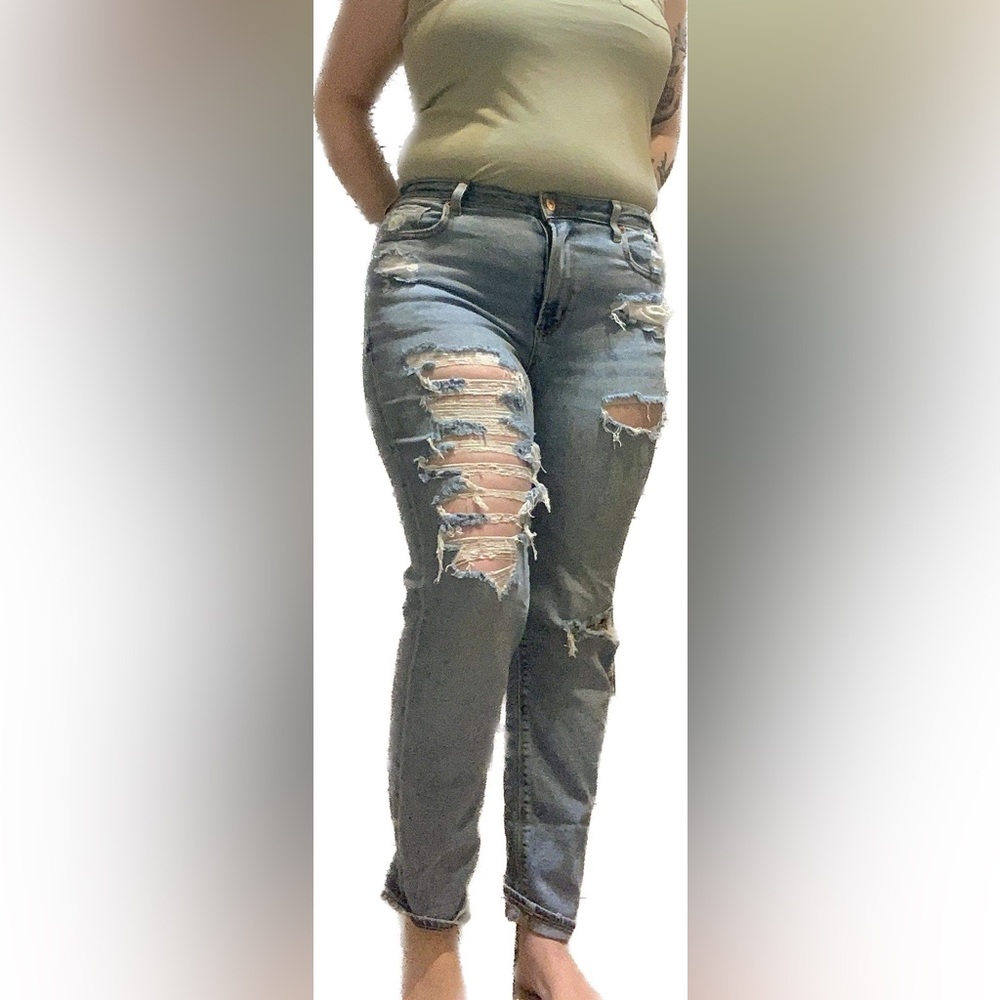 Ripped High Rise Mom Jeans